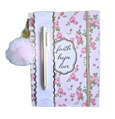 NWT Faith Hope Love Prayer Journal Reflection Notebook Lined With Pen and Charms