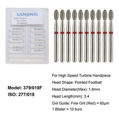 Dental Diamond Football Bur Burs FG Fine Coarse High Speed Friction Grip 379 368