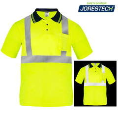 5 Pack Hi-Vis Lime Safety Workwear Short Sleeve Polo Shirt Top Reflective Tape