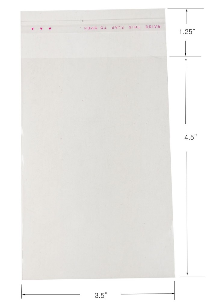 100 pcs 3.5″x4.5″ Resealable Transparent OPP Bag Plastic Bags Self Adhesive Seal