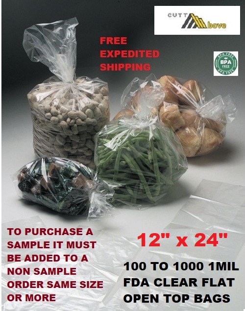 100-1000 12×20 Clear Poly Bags Lay Flat Open Top 1 Mil 1MIL ML Plastic Tshirt LK