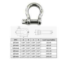 10 Pack 1/5″ Mini Shackle D Rings Stainless Steel Small Anchor Rigging Shackle