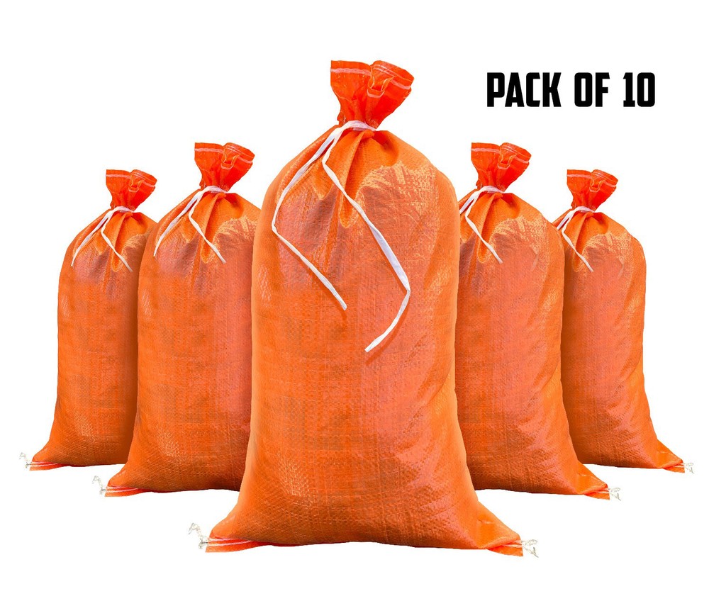 Sandbags – 10 Orange – Empty Sand Bags for Flood – Sandbag Bag Poly by Sandbaggy