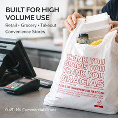 Thank You Carryout Bags 1/6 Size 22×6.5×11.5 0.491 Mil HDPE Retail Takeout