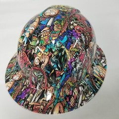 NEW FULL BRIM Hard Hat custom hydro dipped ADULT CARTOON STICKER BOMB NEW