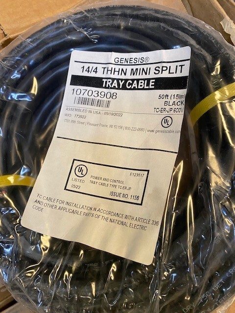 Genesis 14/4 THHN Mini Split Tray Cable Black 50-ft. 10703908 Black
