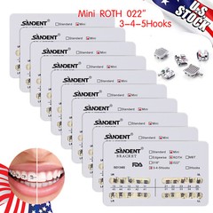 10 Packs Dental Orthodontic Braces Brackets Mini Roth 022″Slot 345 Hooks 200pcs