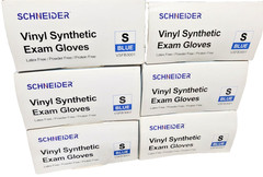 (700) Schneider Blue Vinyl Synthetic Exam Gloves 4 Mil Medical Grade Disposable