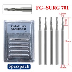 Dental Surgical Length Burs 701 High Speed Long Shank Carbide FG 5pcs/pack