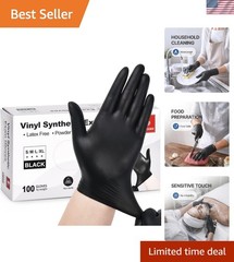 4 Mil Black Vinyl Gloves – Disposable, Food Safe, 100 Count, Medium Size