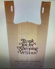 Choice 1/6 Standard Size Beige “Thank You” Script Heavy-Duty Plastic T-Shirt Bag