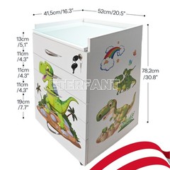 5-Drawer Cartoon Trolley Cart Acrylic Acrylic Mobile Wooden Cabinet Rolling Cart