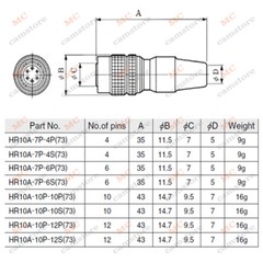 Hirose 6 pin Female Socket HR10A-7J-6S connector
