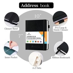 JUBTIC Address book with Alphabetical Tabs, Hardcover Password Keeper and Tel…