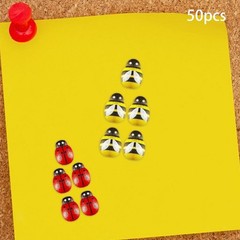 50x Decorative Thumb Tacks Wooden Bee Ladybug Push Pins Office Supplies