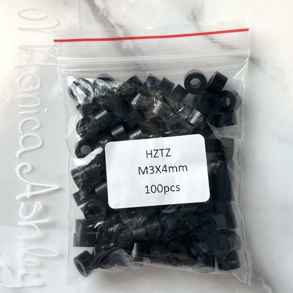 M3 x 4mm Nylon Spacers Standoffs Black Round Spacer 100pcs M3x4mm