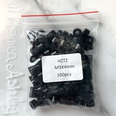 M3 x 4mm Nylon Spacers Standoffs Black Round Spacer 100pcs M3x4mm