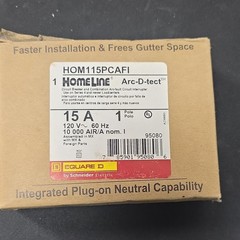 Square D Homeline HOM115PCAFI Plug-On Neutral AFCI Breaker 15A 1P 120V