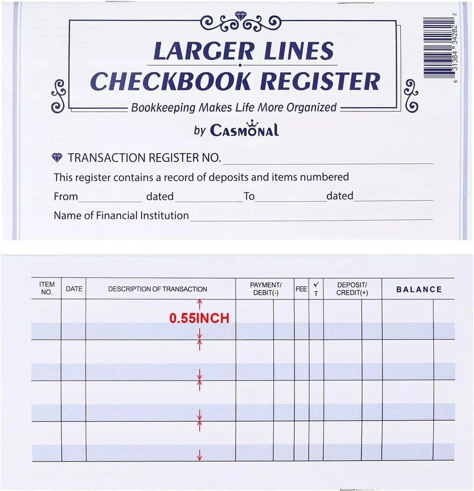Larger Lines Checkbook Register, Check Registers for Personal Use,…