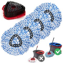 Ucoolbe Spin Mop Replacement Heads 4 +1 Brush(2 Tanks System), Blue