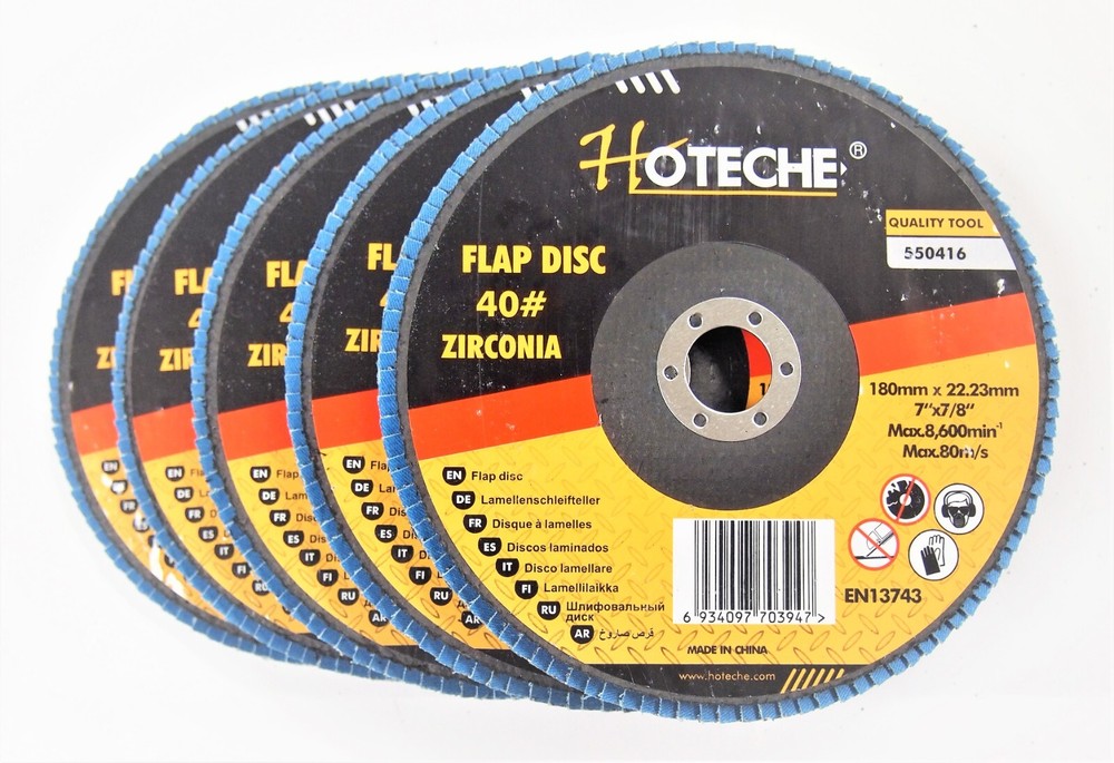 Lot of (5) Premium Zirconia Flap Disc Grinding Wheel 7″x7/8″ 40 Grit