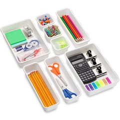 Masirs Interlocking Drawer Organizer Bins – Durable Various Sizes, White