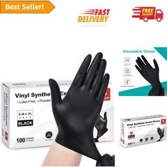 Black Vinyl Disposable Gloves, 4 Mil – Safe for Food & Latex Allergy – 100 Pack