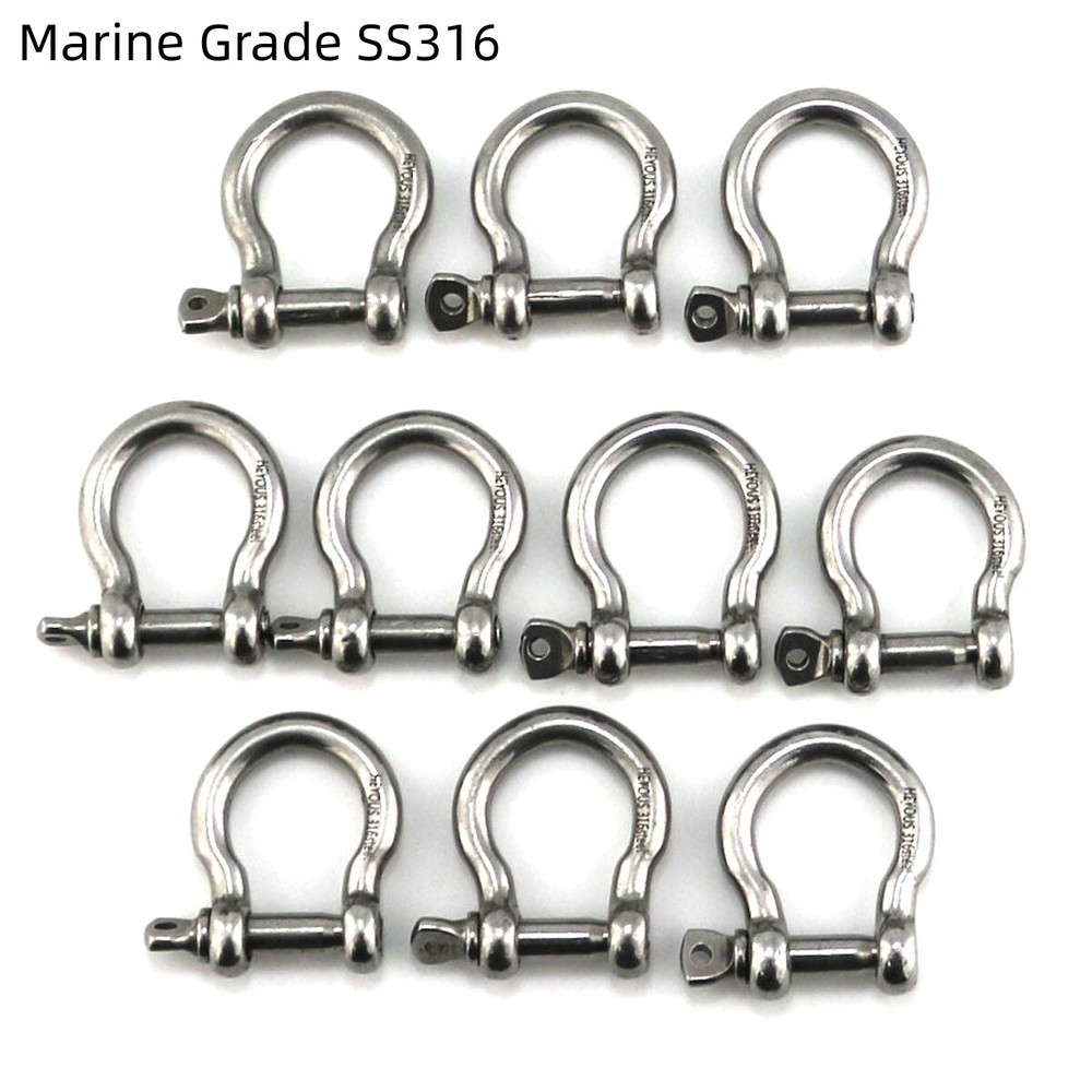 10 Pack 1/5″ Mini Shackle D Rings Stainless Steel Small Anchor Rigging Shackle