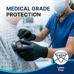 Hypoallergenic Black Nitrile Gloves – 4 Mil Disposable, Waterproof, Large Size