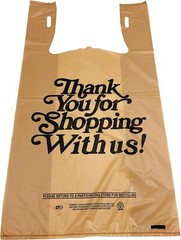Heavy Duty Beige T Shirt Bags 21 x 6.5 x 11.5 0.71 Mil Grocery Bags