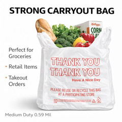 100 Bags 1/6 Large 21 x 6.5 x 11.5 “Thank You” T-Shirt Plastic Grocery Shopping