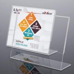 6-Pack 8.5×11 inch Horizontal Slant Back Acrylic Sign Holder Clear Frame