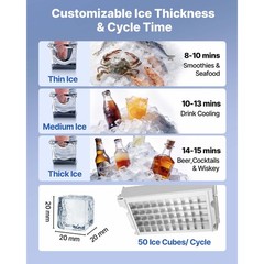 Uimoso 150lbs Commercial Ice Maker Built-in Ice Cube Machine Dual Water Inlet