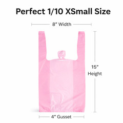 Pink T-Shirt Grocery Shopping Bags 1/10 XSmall 8x4x15 Unprinted 0.55 Mil USA