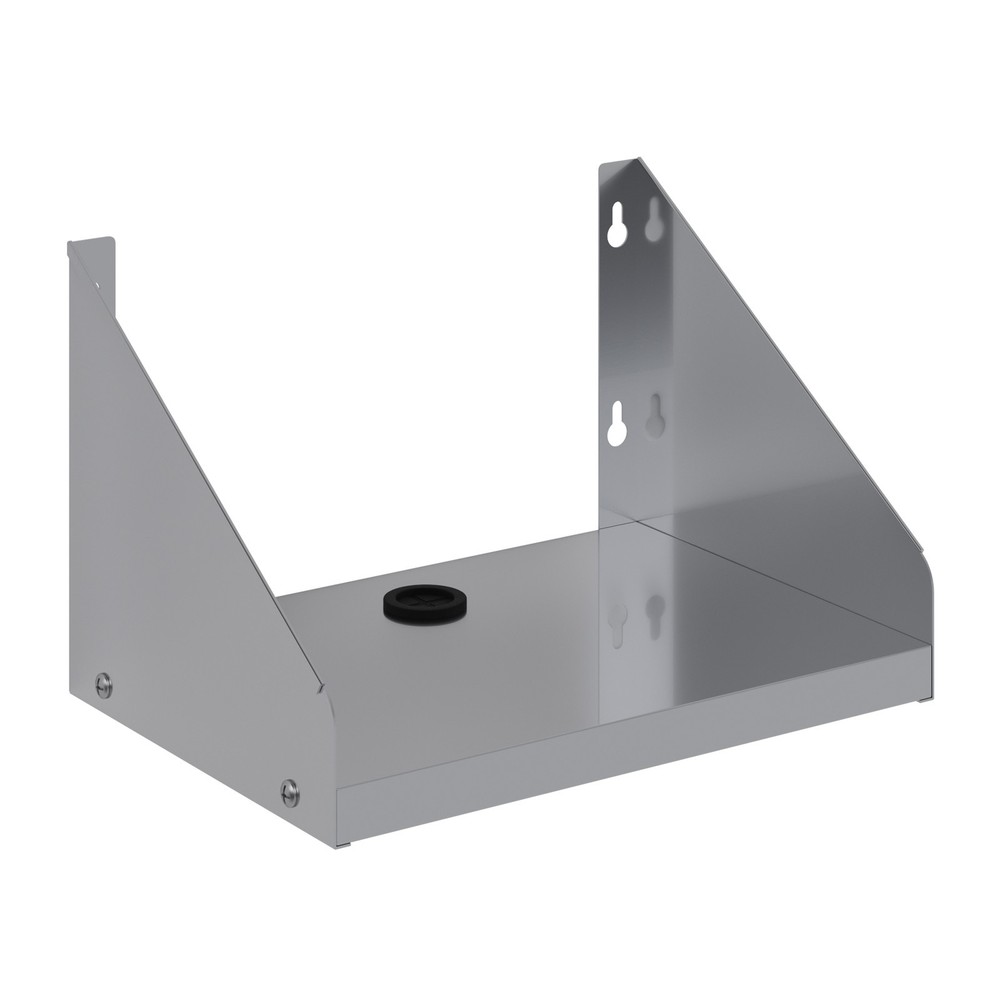 10 in. x 14 in. Stainless Steel Ticket Printer Shelf with Cord Grommet, 18 Gauge
