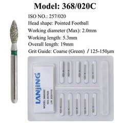 Dental Diamond Bur 368/023C 368/023F Pointed Football FG Burs Fine Coarse Burr