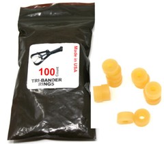 Tri Bander Bands 100-Pack Made in USA Rings Castrate Bulls Cattle Sheep