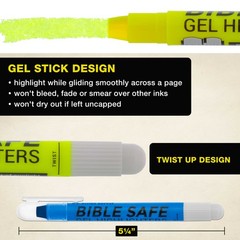12 Bible Safe Gel Highlighters, 6 Bright Neon Yellow, 6 Colors Pink, Green, Blue