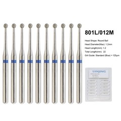 Multi-Use Dental Diamond Bur Long Round Ball 801L/012M Surgical Friction Grip FG