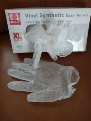 Basic Medical Clear Vinyl Exam Gloves, Latex-Free, Powder-Free, Case of 1,000