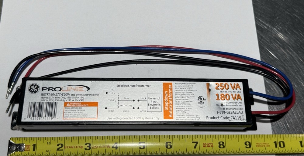 GE Proline Step Down Autotransformer 60hz Ballast GETR480/277-250W