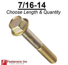 7/16-14 Grade 8 Flange Frame Bolt Yellow Zinc Plated (All Sizes & Qty’s) 7/16″