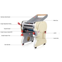 7.87 in Wide Electric Pasta Roller Maker Dough Sheeter w 3mm Round Noodle Cutter