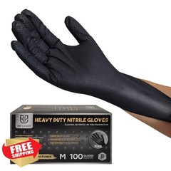 GP CRAFT Nitrile Gloves Heavy Duty Black Diamond Grip 8mil Puncture