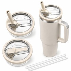2 Pack 40oz LeakProof Tumbler Flip Straw StanleyLid Replacement White