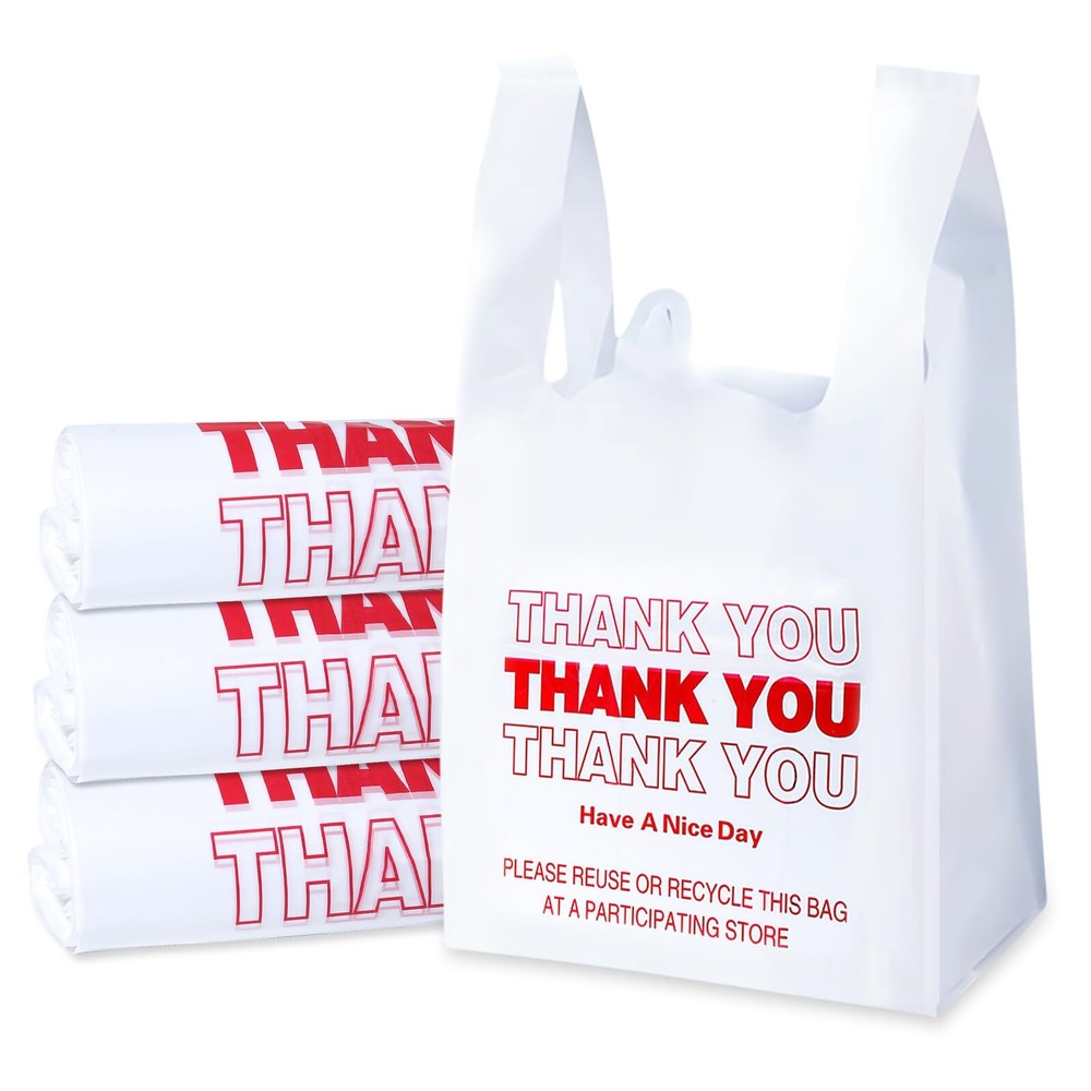 Bolsas de agradecimiento con asa para camisetas, 300 unidades 11″x 6″x 21″