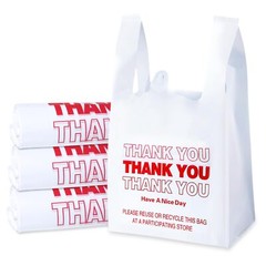 Bolsas de agradecimiento con asa para camisetas, 300 unidades 11″x 6″x 21″