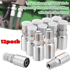 12-Pack 1/2″ Hose x 1/2″ NPTF Male Pipe Thread Hydraulic Hose End Crimp Fittings