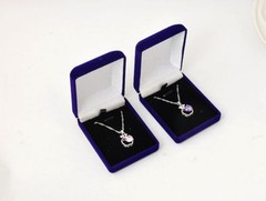 Deluxe BLUE VELVET Pendant Necklace Earring Presentation Jewelry Gift Box