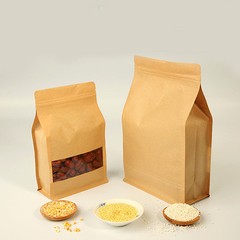 Kraft Paper Stand Up Bags Food Grade Pouches Self Seal Bag With Matte Window